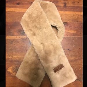 Faux Fur Pull-Through Scarf, Beige, Small